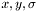 $x,y,\sigma$